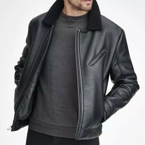 Maxton Faux Leather & Shearling Collar Moto Jacket